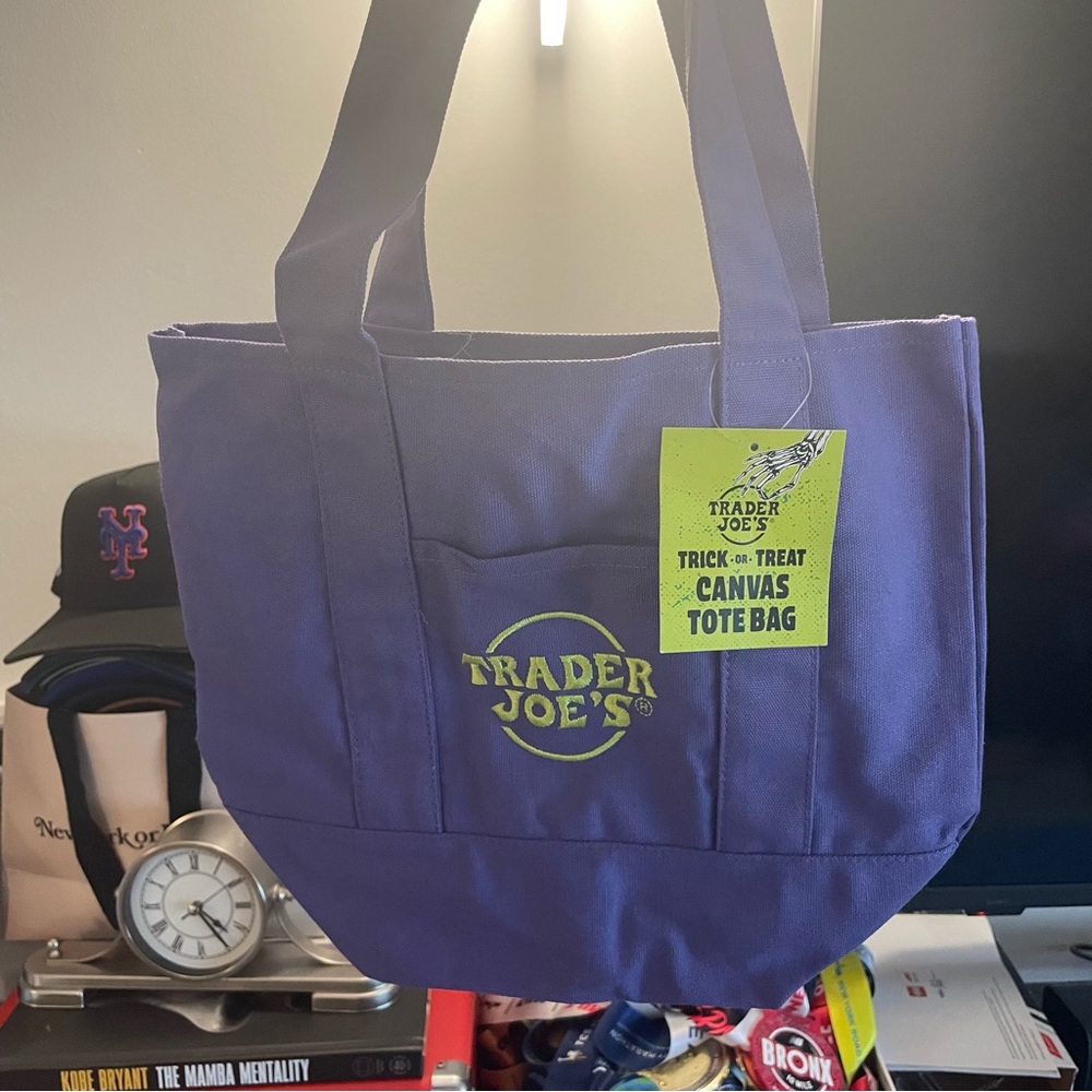 Trader Joe's Purple Canvas Tote Bag